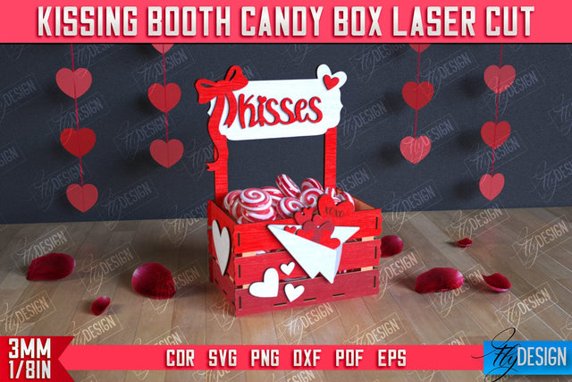 Kissing Booth Candy Box | Candy Treat Box | Valentine's Kissing Booth | CNC File SVG Fly Design 