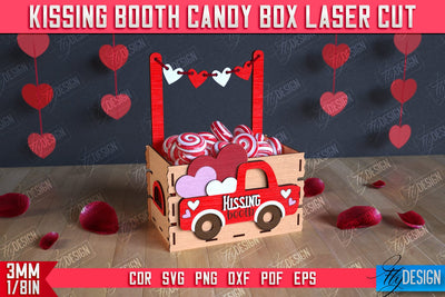 Kissing Booth Candy Box | Candy Treat Box | Valentine's Kissing Booth | CNC File SVG Fly Design 