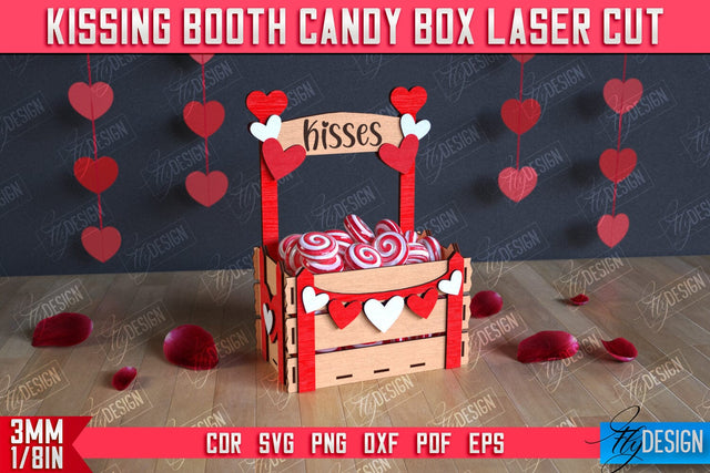 Kissing Booth Candy Box | Candy Treat Box | Valentine's Kissing Booth | CNC File SVG Fly Design 