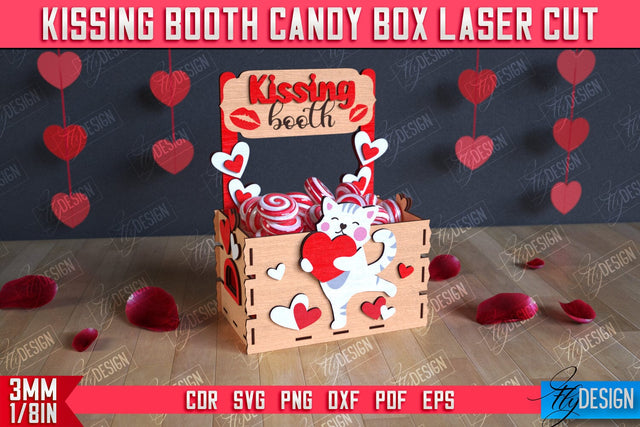 Kissing Booth Candy Box | Candy Treat Box | Valentine's Kissing Booth | CNC File SVG Fly Design 