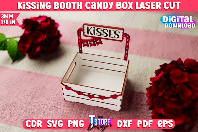 Kissing Booth Candy Box | Candy Treat Box | Valentine's Kissing Booth | CNC File SVG The T Store Design 
