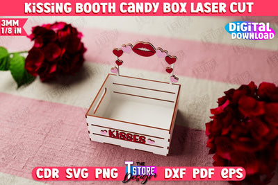 Kissing Booth Candy Box | Candy Treat Box | Valentine's Kissing Booth | CNC File SVG The T Store Design 
