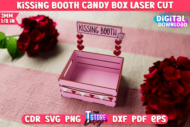 Kissing Booth Candy Box | Candy Treat Box | Valentine's Kissing Booth | CNC File SVG The T Store Design 