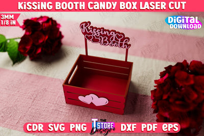 Kissing Booth Candy Box | Candy Treat Box | Valentine's Kissing Booth | CNC File SVG The T Store Design 