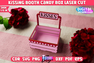 Kissing Booth Candy Box | Candy Treat Box | Valentine's Kissing Booth | CNC File SVG The T Store Design 