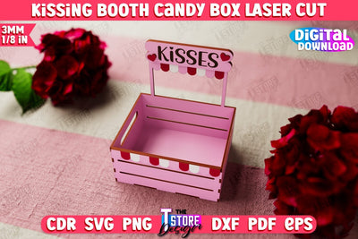 Kissing Booth Candy Box | Candy Treat Box | Valentine's Kissing Booth | CNC File SVG The T Store Design 