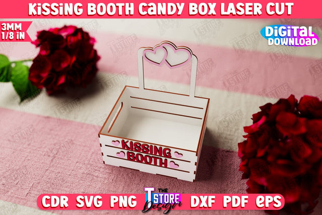 Kissing Booth Candy Box | Candy Treat Box | Valentine's Kissing Booth | CNC File SVG The T Store Design 