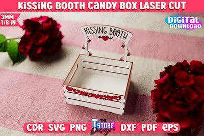 Kissing Booth Candy Box | Candy Treat Box | Valentine's Kissing Booth | CNC File SVG The T Store Design 
