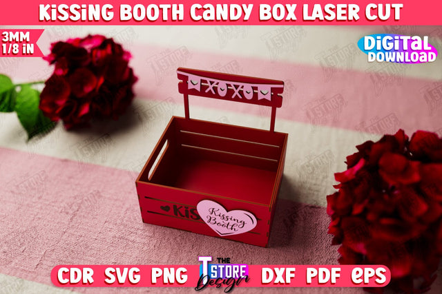 Kissing Booth Candy Box | Candy Treat Box | Valentine's Kissing Booth | CNC File SVG The T Store Design 