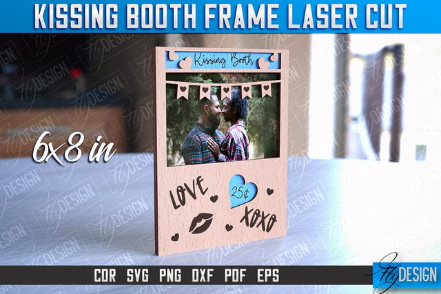 Kissing Booth Frame Design | Valentines Photo Frame | Engraving SVG | CNC File SVG Fly Design 