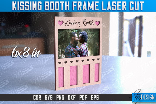 Kissing Booth Frame Design | Valentines Photo Frame | Engraving SVG | CNC File SVG Fly Design 