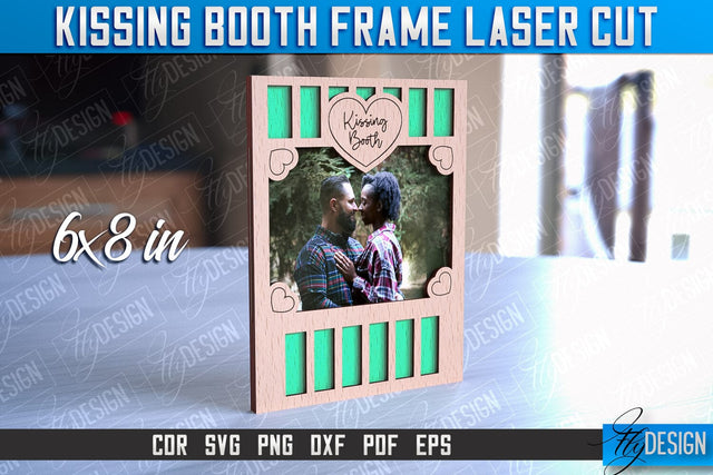 Kissing Booth Frame Design | Valentines Photo Frame | Engraving SVG | CNC File SVG Fly Design 