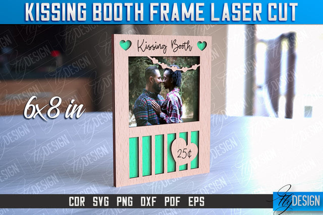 Kissing Booth Frame Design | Valentines Photo Frame | Engraving SVG | CNC File SVG Fly Design 