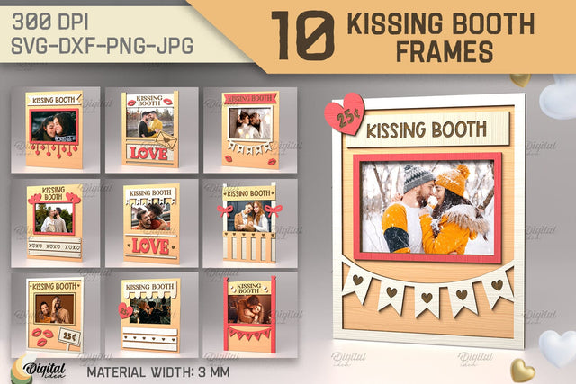 Kissing Booth Frames SVG Bundle. 3D Frames Laser Cut SVG Evgenyia Guschina 