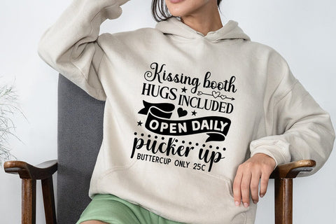 Kissing booth hugs included open daily pucker up buttercup only 25c SVG Angelina750 