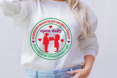 Kissing booth hugs included open daily pucker up buttercup only 25c SVG Angelina750 