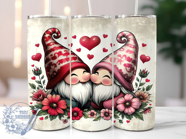Kissing Gnomes Tumbler, Valentine's Day Decor, 20oz Sublimation Wrap, Cute Gnome Gift, Love Gnomes Design, Romantic Drinkware, February 14th Gift, Valentine’s Day Tumbler Sublimation ToriDesigns 
