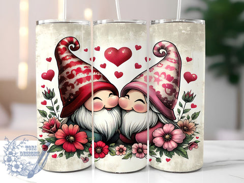 Kissing Gnomes Tumbler, Valentine's Day Decor, 20oz Sublimation Wrap, Cute Gnome Gift, Love Gnomes Design, Romantic Drinkware, February 14th Gift, Valentine’s Day Tumbler Sublimation ToriDesigns 