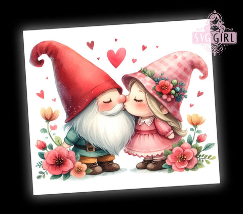 Kissing Gnomes Tumbler, Valentine's Day Tumbler, 20oz Tumbler PNG, Gnome Love Design, Cute Gnomes Gift, Romantic Decor, Holiday Tumbler, Sublimation Drinkware Sublimation SvggirlplusArt 
