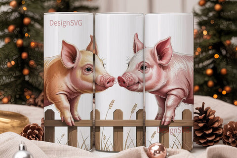 Kissing Piglets 20oz Tumbler Wrap Sublimation DesignSVG 