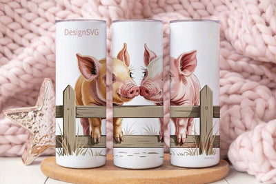 Kissing Piglets 20oz Tumbler Wrap Sublimation DesignSVG 