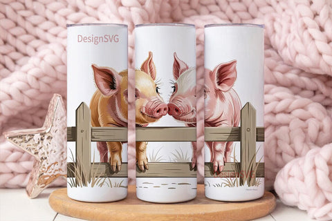 Kissing Piglets 20oz Tumbler Wrap Sublimation DesignSVG 