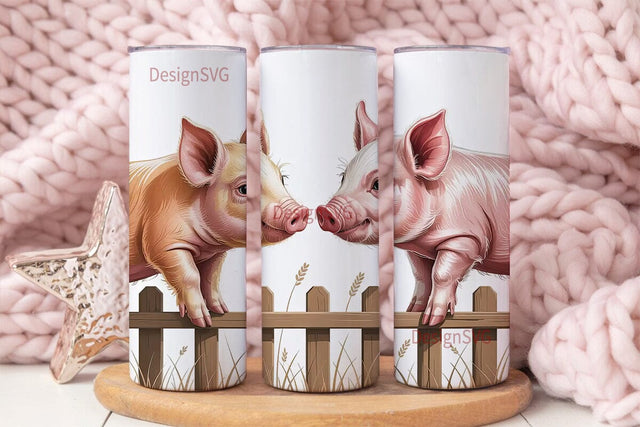 Kissing Piglets 20oz Tumbler Wrap Sublimation DesignSVG 