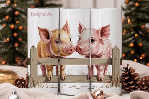Kissing Piglets 20oz Tumbler Wrap Sublimation DesignSVG 