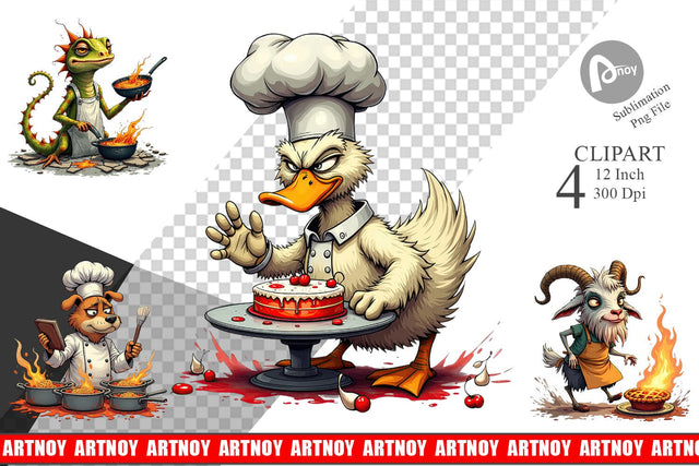 Kitchen Chaos Critter Clipart Sublimation artnoy 