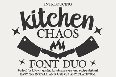 Kitchen Chaos Font: Playful Handwritten & Serif Letters for Farmhouse Projects ( Font Duo OTF TTF) Font TonisArtStudio 