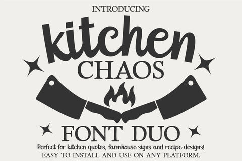 Kitchen Chaos Font: Playful Handwritten & Serif Letters for Farmhouse Projects ( Font Duo OTF TTF) Font TonisArtStudio 