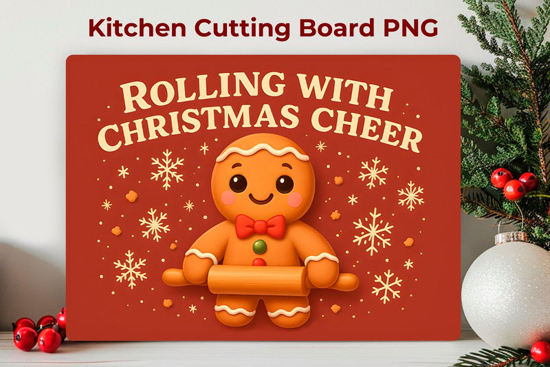 Kitchen Christmas Cutting Board, Gingerbread cutting board Sublimation KMarinaDesign 