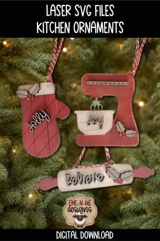 Kitchen Christmas Ornament Bundle | Laser Cut SVG Files SVG Ewe-N-Me Designs 