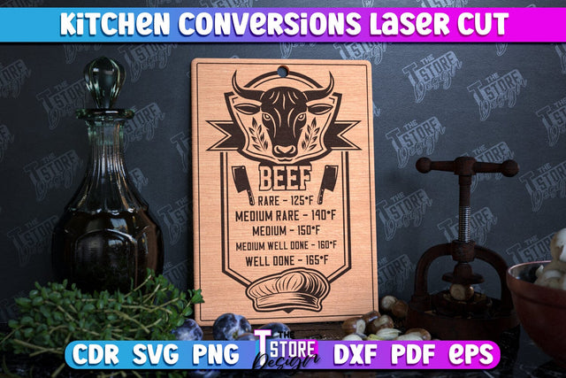 Kitchen Conversions | Kitchenware | Cooking Methods | Roasting Temperature | CNC Files SVG The T Store Design 