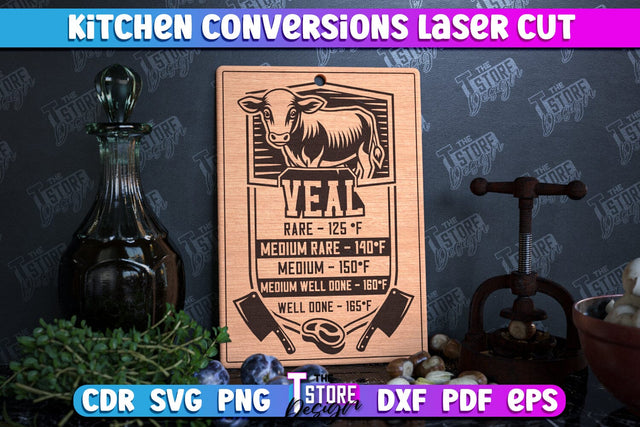 Kitchen Conversions | Kitchenware | Cooking Methods | Roasting Temperature | CNC Files SVG The T Store Design 