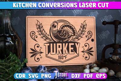 Kitchen Conversions | Kitchenware | Cooking Methods | Roasting Temperature | CNC Files SVG The T Store Design 