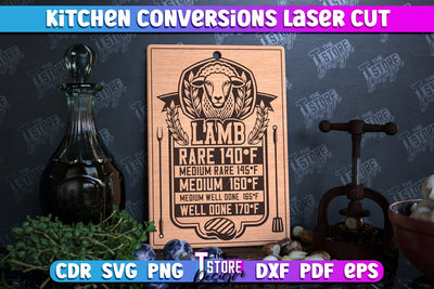 Kitchen Conversions | Kitchenware | Cooking Methods | Roasting Temperature | CNC Files SVG The T Store Design 