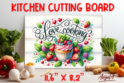 Kitchen cutting board / funny quote Love cooking / wall art SVG Angelina Semenova 