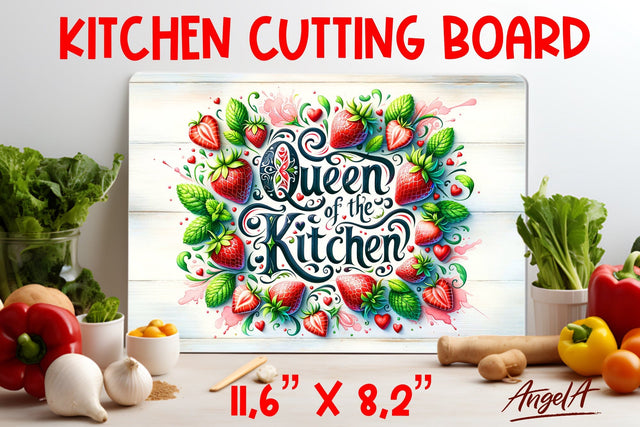 Kitchen cutting board / funny quote Queen of the kitchen Sublimation Angelina Semenova 