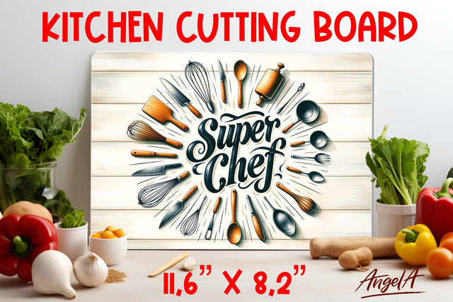 Kitchen cutting board / funny quote Super chef / wall decor Sublimation Angelina Semenova 