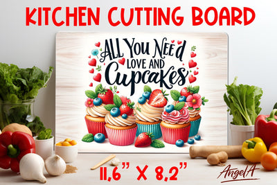 Kitchen cutting board / funny quotes All you need is love Sublimation Angelina Semenova 