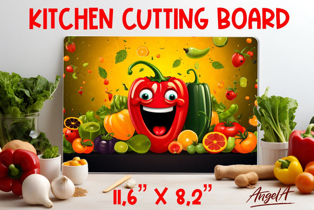 Kitchen cutting board sublimation / funny pepper, fruits png Sublimation Angelina Semenova 