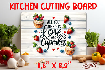 Kitchen cutting board, wall decor All you need is love and cupcakes Sublimation Angelina Semenova 