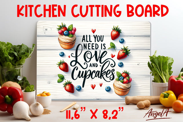 Kitchen cutting board, wall decor All you need is love and cupcakes Sublimation Angelina Semenova 