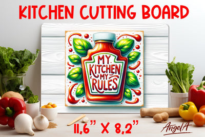 Kitchen cutting board, wall decor / My kitchen my rules Sublimation Angelina Semenova 