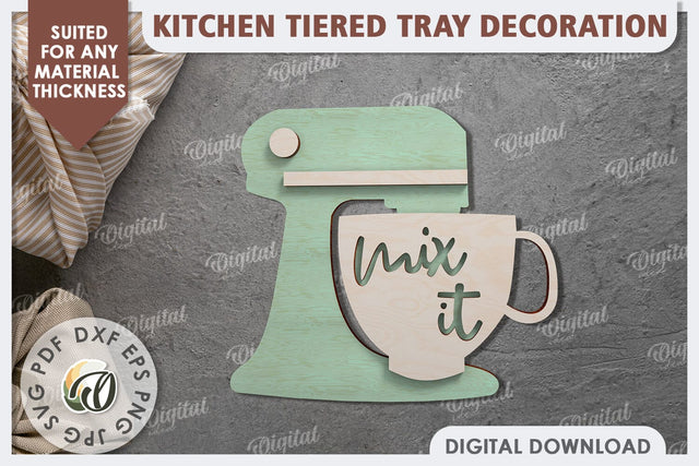 Kitchen Decor SVG. Kitchen Tiered Tray Laser Cut Design SVG Evgenyia Guschina 
