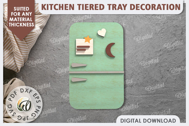 Kitchen Decor SVG. Kitchen Tiered Tray Laser Cut Design SVG Evgenyia Guschina 