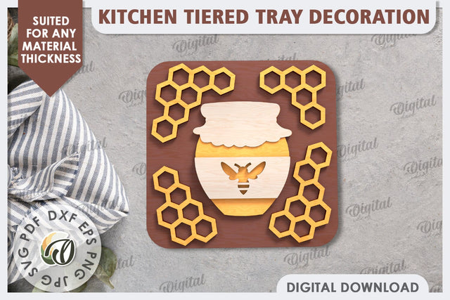 Kitchen Decor SVG. Kitchen Tiered Tray Laser Cut Design SVG Evgenyia Guschina 