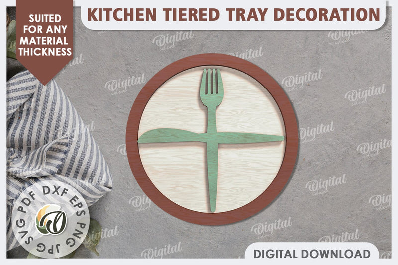 Kitchen Decor SVG. Kitchen Tiered Tray Laser Cut Design SVG Evgenyia Guschina 