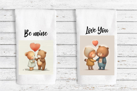 Kitchen Dish Towel Bundle PNG. Valentines Day Towel PNG Sublimation Olga Terlyanskaya 